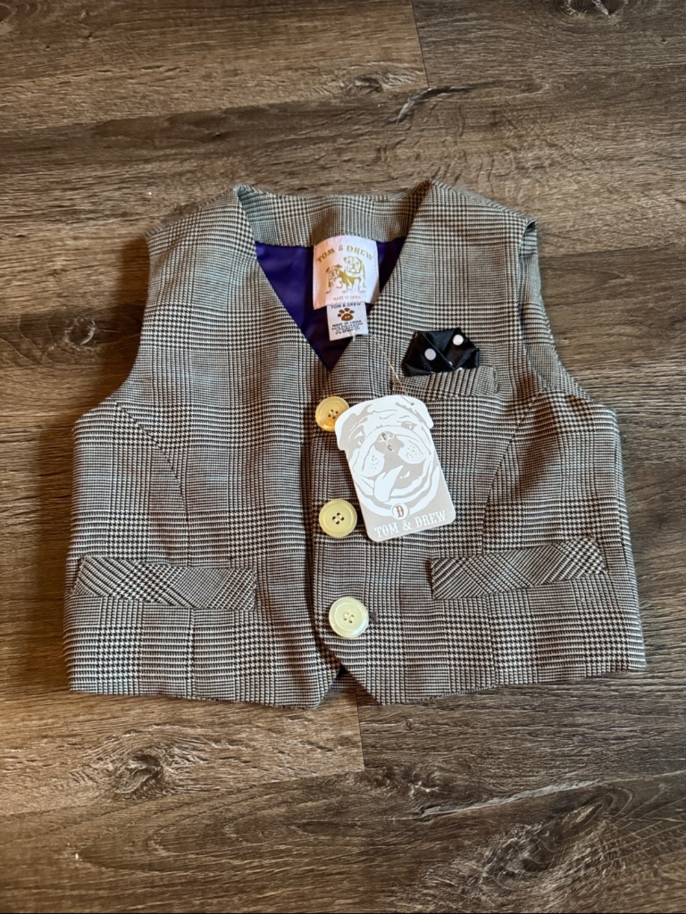 Tom and Drew Boys' Boutique Plaid Dress Vest in Brown